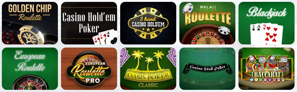 Juegos de mesa en PLANET 7 CASINO